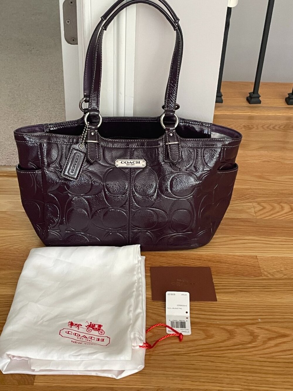 Mint Condition - Coach Purple Gallery Signature Embossed Patent Leather Tote